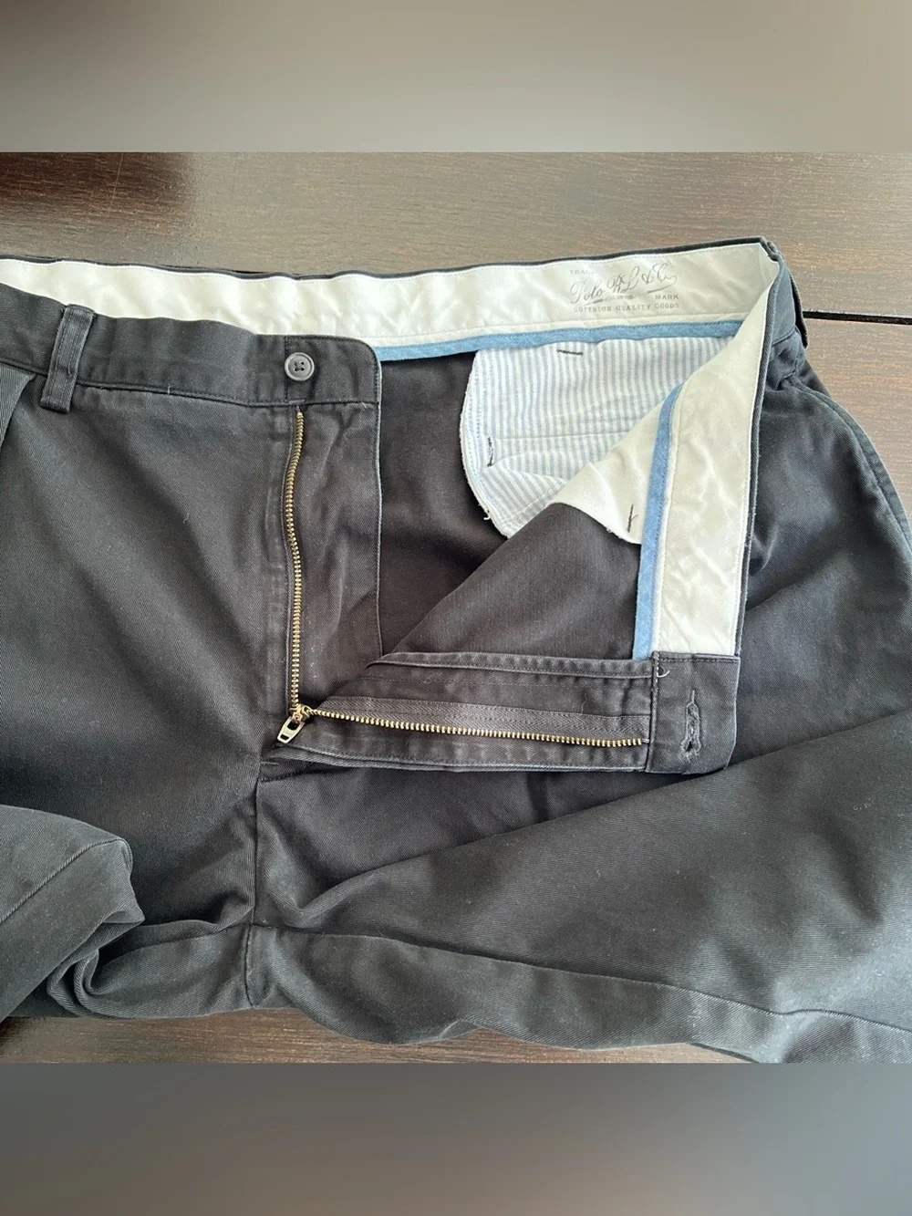 Polo Ralph Lauren Classic Fit Pleated Pants Black 100% Cotton Chino Men’s 38x32